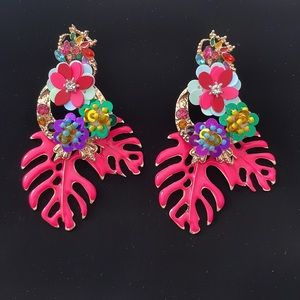 Statement hot pink earrings